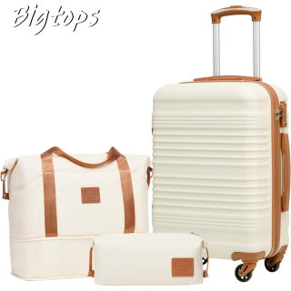 Bigtops Luggage Set 3 Piece Luggage Set Carry On Suitcase Hardside Luggage with TSA Lock Spinner Wheels(White, 3 piece set (DB/TB/20))