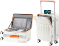Bigtops Carry on Luggage Airline Approved with Charging Port, Lightweight Hardside 20 Inch Carry-on Suitcase with TSA Lock and Spinner Wheels (White, Carry on luggage with Cover)