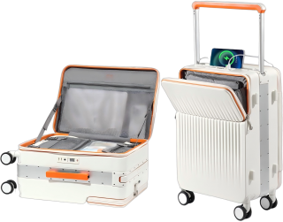 Bigtops Carry on Luggage Airline Approved with Charging Port, Lightweight Hardside 20 Inch Carry-on Suitcase with TSA Lock and Spinner Wheels (White, Carry on luggage with Cover)