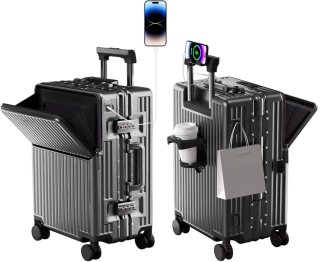 Bigtops Luggage, Polycarbonate Aluminum Hard Shell, Expandable Carry-On Suitcase with Spinner Wheels, Hard Shell Suitcase, 20 Inch Cabin