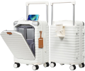 Bigtops 20 Inch Carry on Luggage with Front Pocket, PC Hardshell Carry-on Suitcase with USB Port and Cup Holder, Luggage with Spinner Wheels and TSA Lock (White)