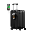 Bigtops Carry on Luggage 20 Inch USB Suitcases with Spinner Double Wheels Cup Holder PC+ABS Hardside Luggage with TSA Lock (Black)