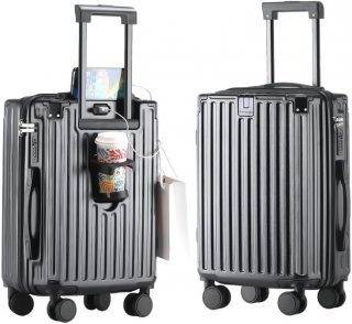 BIGTOPS 20 Inch Carry on Luggage Carry-on with Cup Holder & USB Port, Hardside Smart Luggage with Airline Approved TSA Lock, Lightweight carryon luggage 22 x 14 x 9 airline approved 360° Spinner Double Wheels
