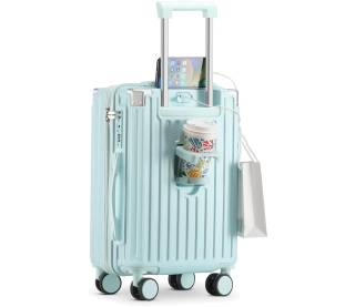 Bigtops 20 Inch Carry On Luggage With Cup Holder & USB Port, Airline Approved TSA-locked Luggage, Lightweight PC Material Travel Suitcase With 360° Spinner Wheel