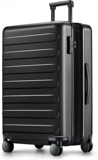 Large Checked Luggage 28 Inch, Checking In Luggage with Smooth Spinner Wheels, Expandable, Hard Shell PC Suitcase, Lightweight Travel Luggage, TSA Approved (Black, Rhine Max)