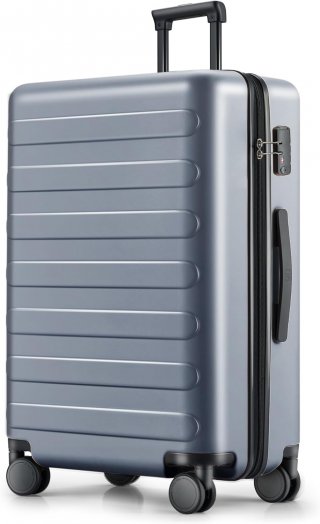 Large Checked Luggage 28 Inch, Checking In Luggage with Smooth Spinner Wheels, Lightweight, Hard Shell PC Suitcase, Lightweight Travel Luggage, TSA Approved (Grey, Rhine Basic)