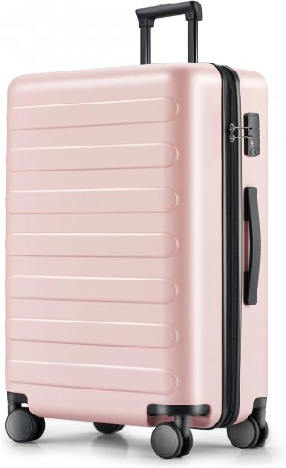 Large Checked Luggage 28 Inch, Checking In Luggage with Smooth Spinner Wheels, Lightweight, Hard Shell PC Suitcase, Lightweight Travel Luggage, TSA Approved (Pink, Rhine Basic)