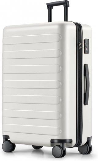 Large Checked Luggage 28 Inch, Checking In Luggage with Smooth Spinner Wheels, Lightweight, Hard Shell PC Suitcase, Lightweight Travel Luggage, TSA Approved (Lily White, Rhine Basic)