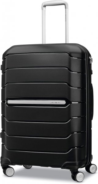 Bigtops 24-Inch Medium Luggage with Dual 360° Spinner Wheels - Checked Suitcase - TSA Lock, Airline-Approved - Durable Polypropylene Expandable Hardshell for Lightweight Travel - Black